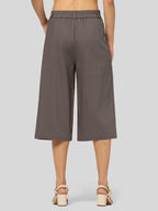 Women's Cotton Linen Wide-Leg Capri Pants