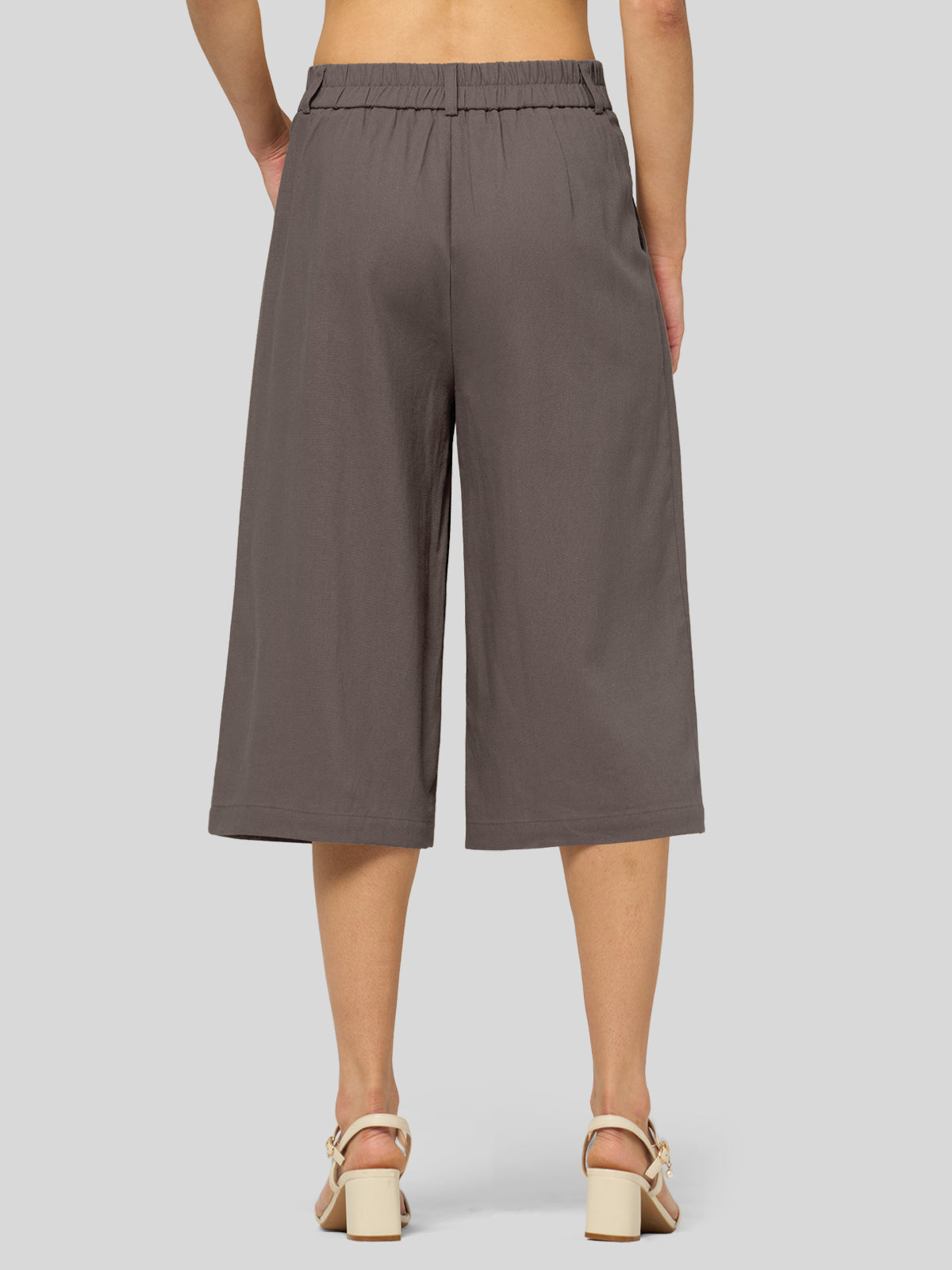 Women's Cotton Linen Wide-Leg Capri Pants
