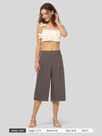 Women's Cotton Linen Wide-Leg Capri Pants
