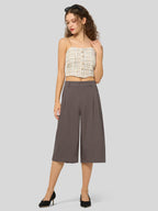 Women's Cotton Linen Wide-Leg Capri Pants