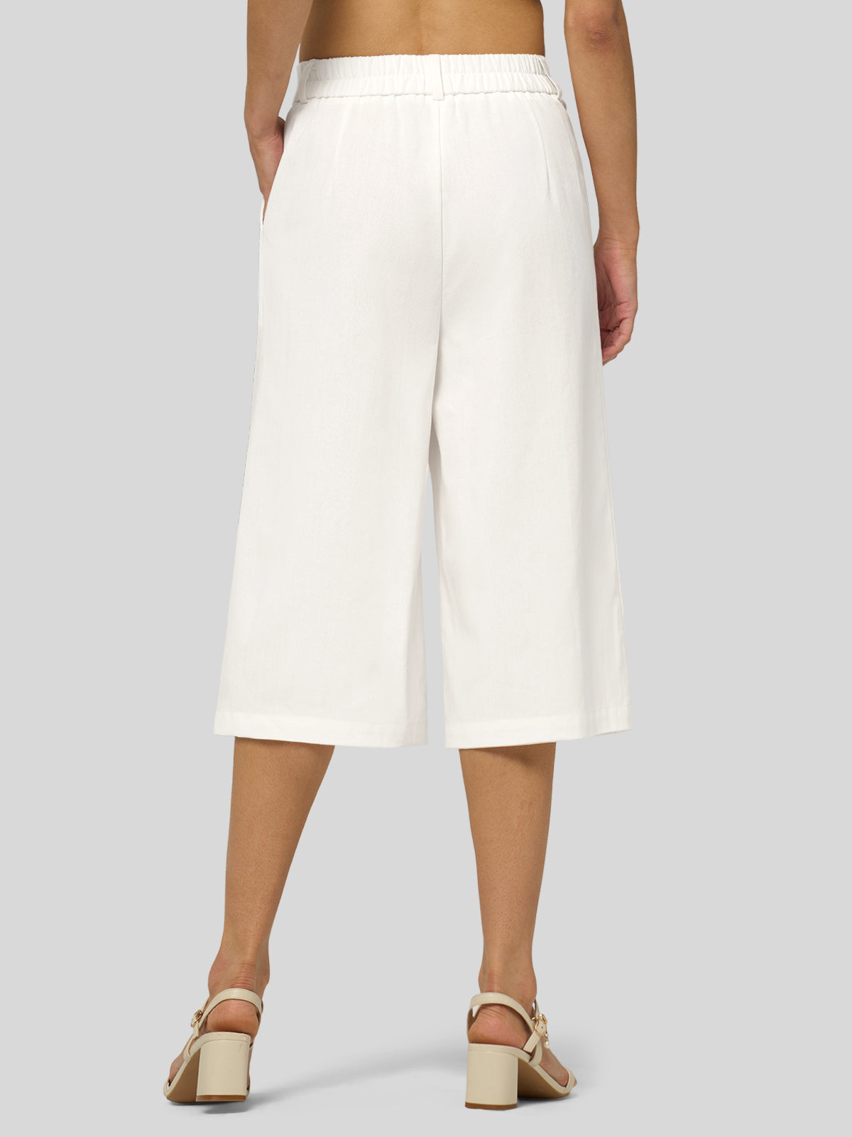 Women's Cotton Linen Wide-Leg Capri Pants