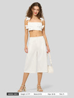 Women's Cotton Linen Wide-Leg Capri Pants