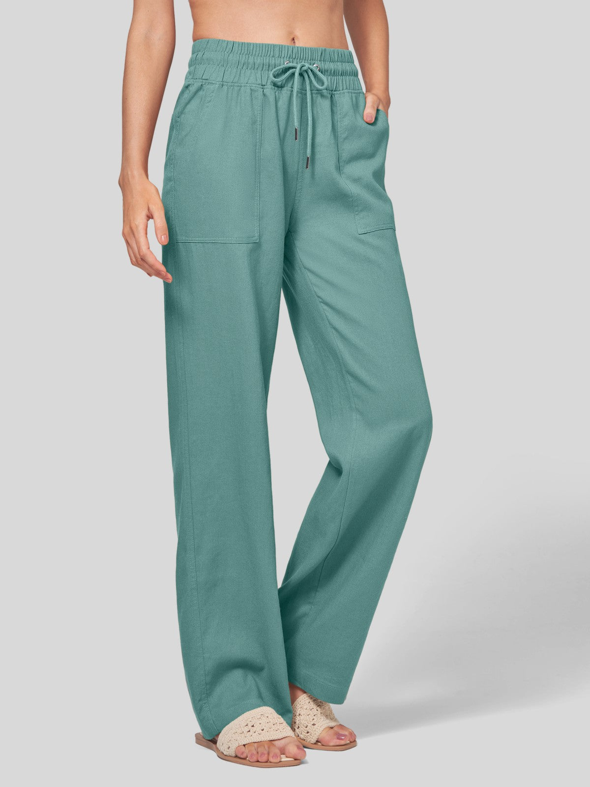 Women's Cotton Linen Easy Wide-Leg Pants