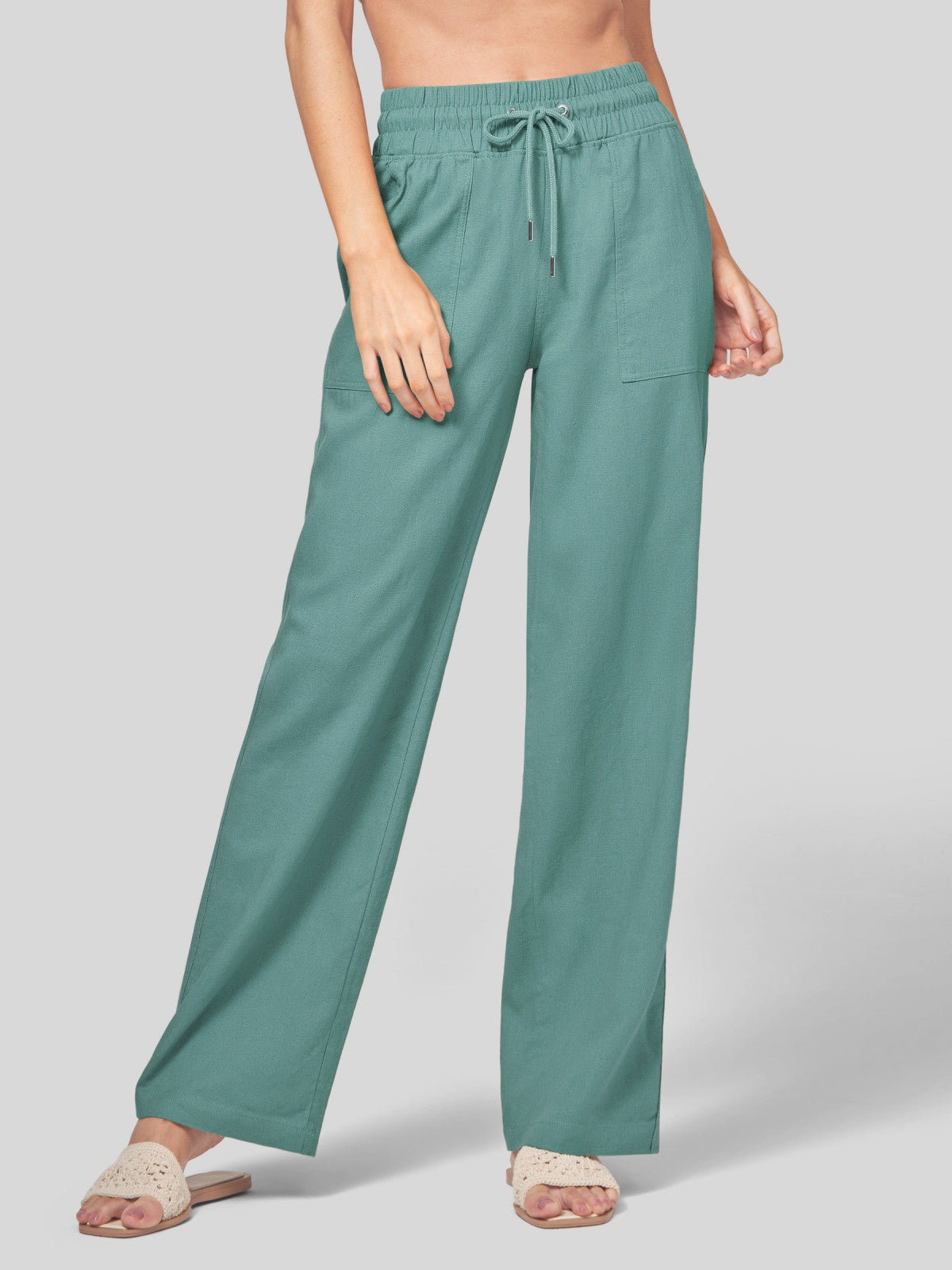 Women's Cotton Linen Easy Wide-Leg Pants