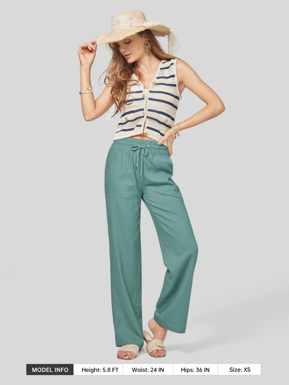 Women's Cotton Linen Easy Wide-Leg Pants