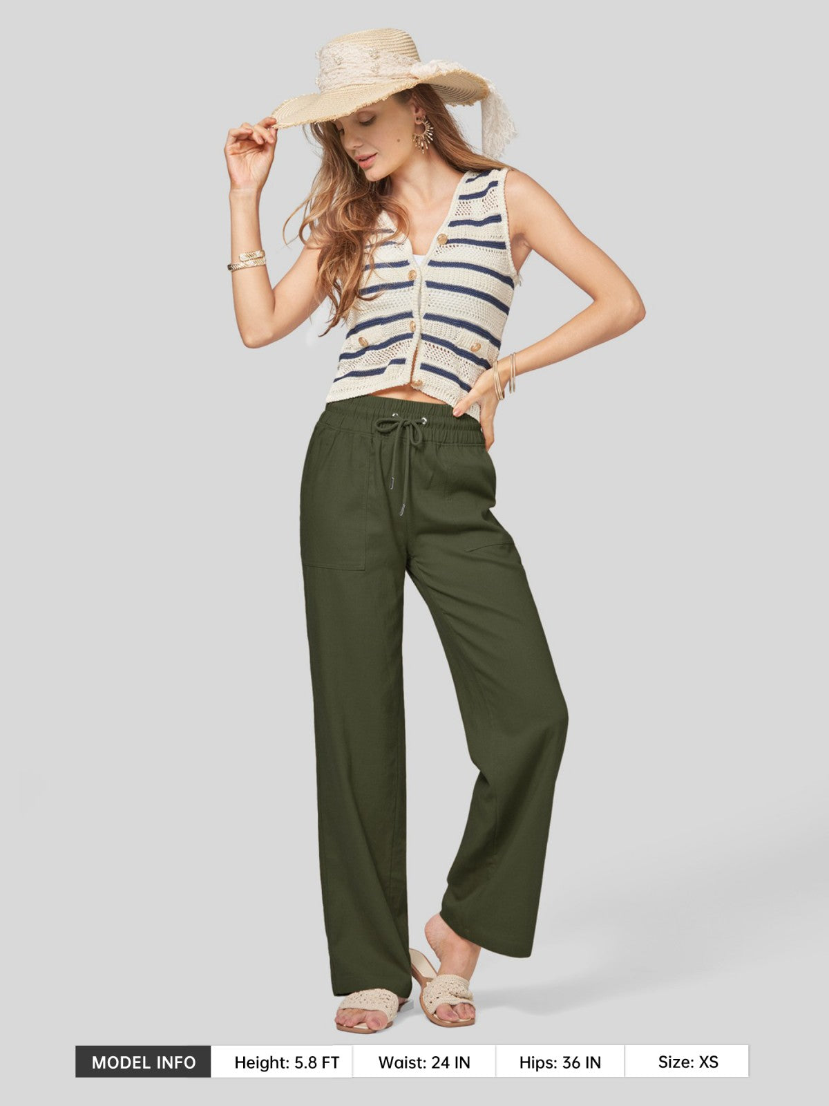 Women's Cotton Linen Easy Wide-Leg Pants