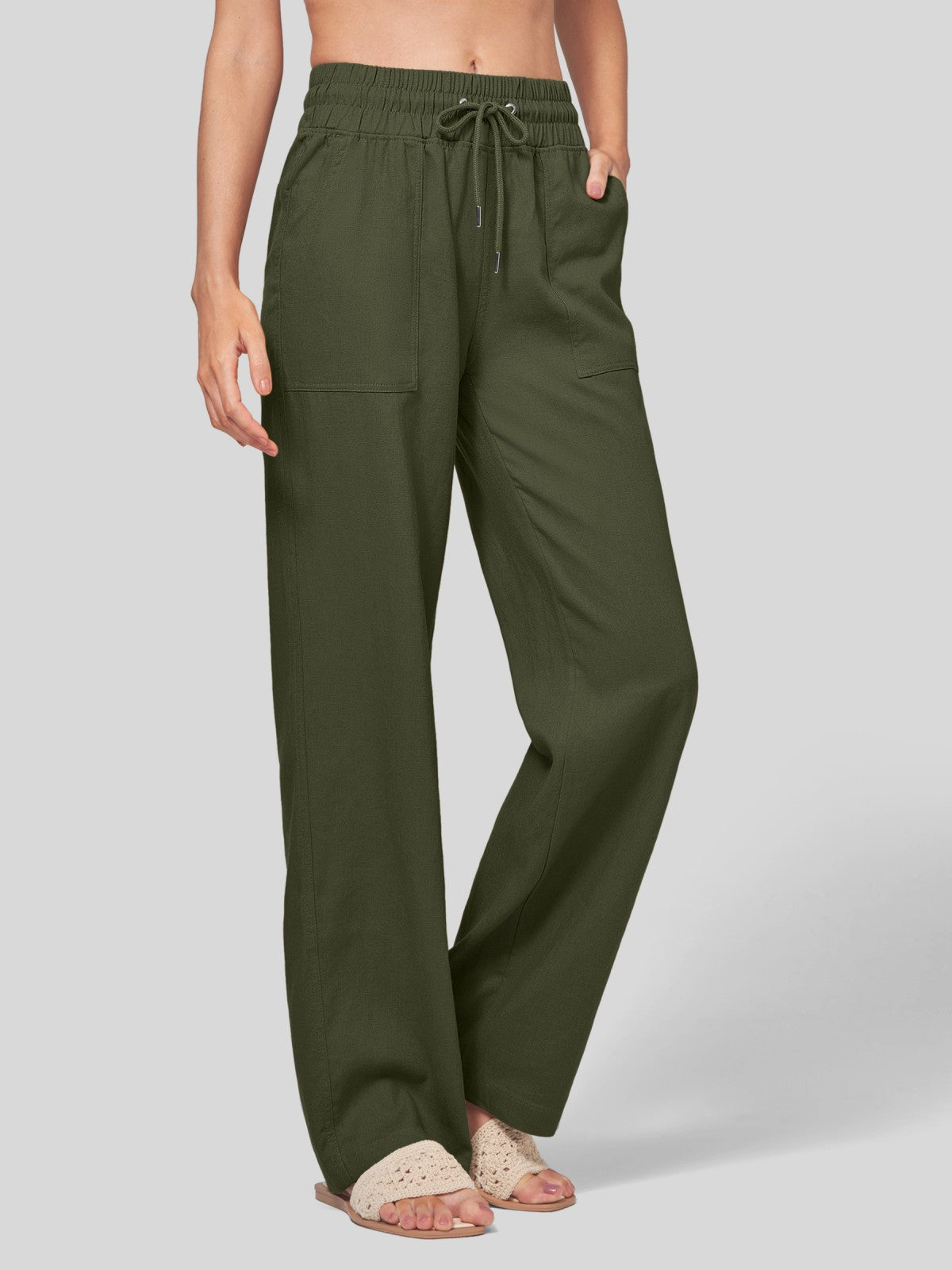Women's Cotton Linen Easy Wide-Leg Pants