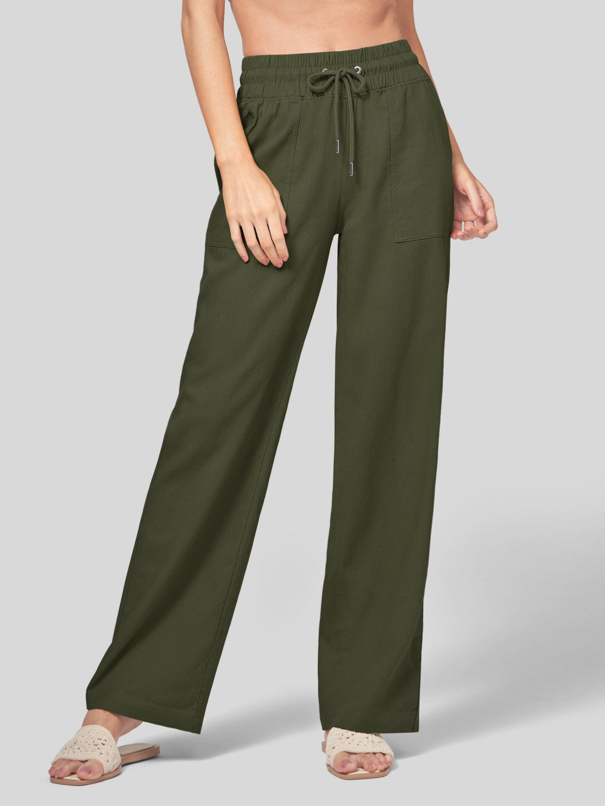 Women's Cotton Linen Easy Wide-Leg Pants