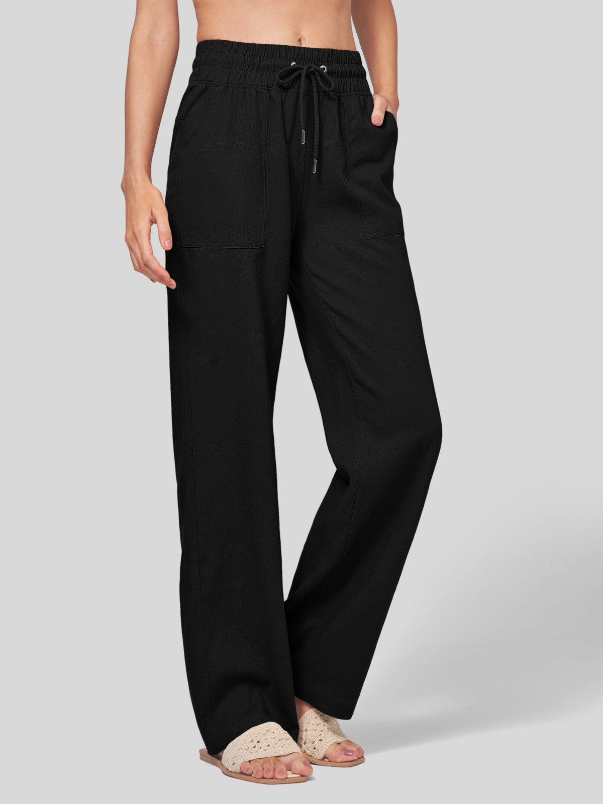 Women's Cotton Linen Easy Wide-Leg Pants