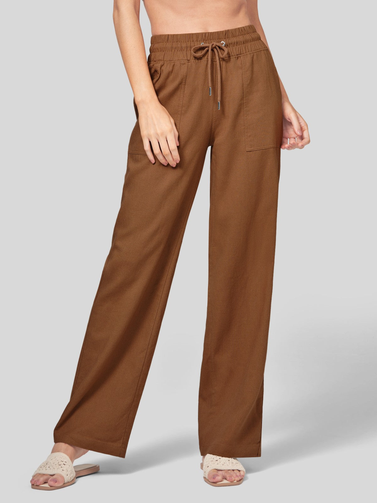 Women's Cotton Linen Easy Wide-Leg Pants