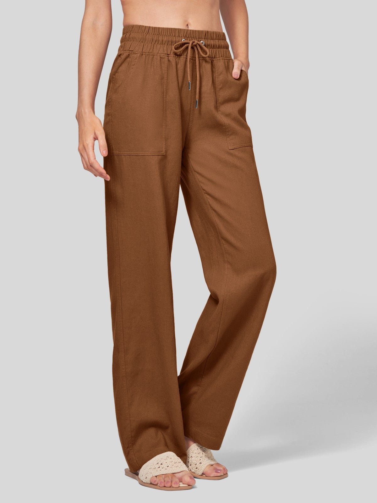 Women's Cotton Linen Easy Wide-Leg Pants