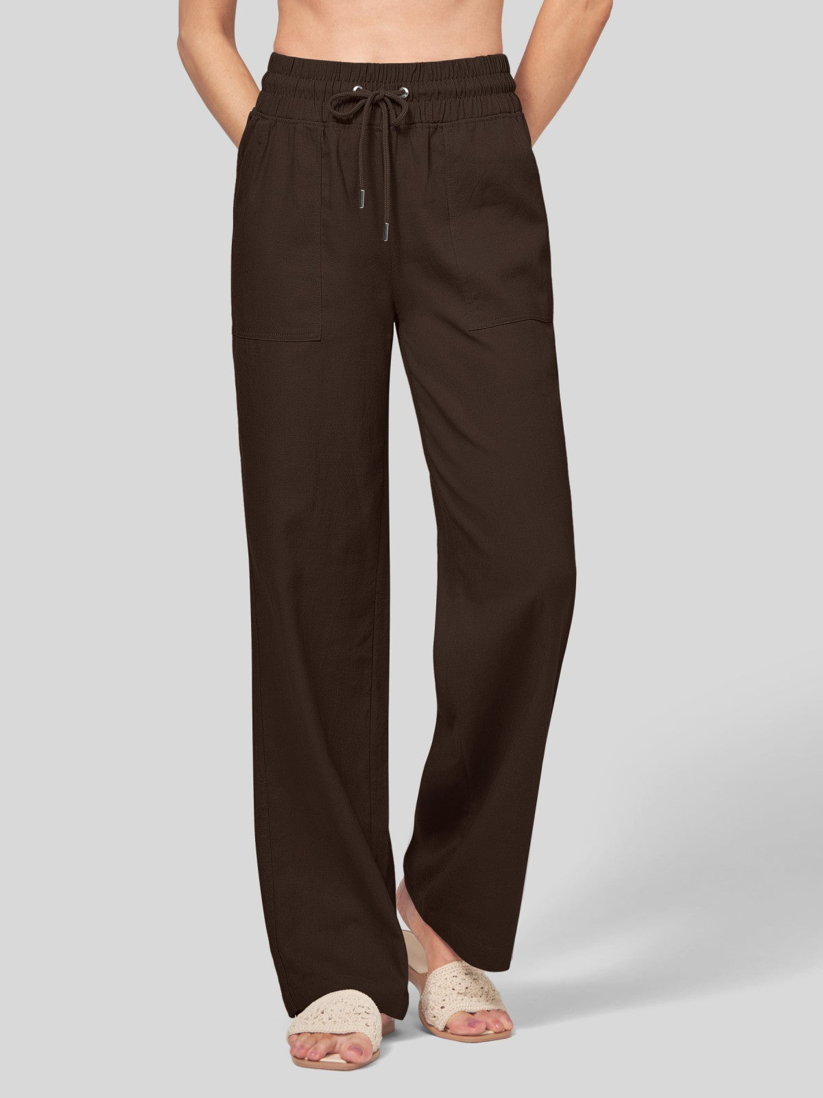 Women's Cotton Linen Easy Wide-Leg Pants