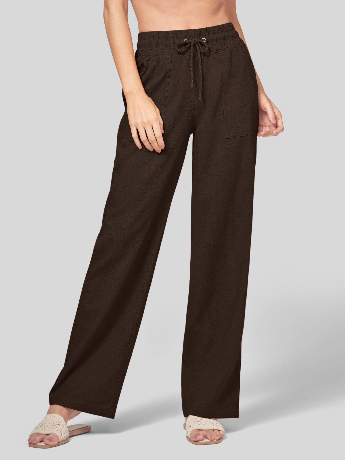 Women's Cotton Linen Easy Wide-Leg Pants