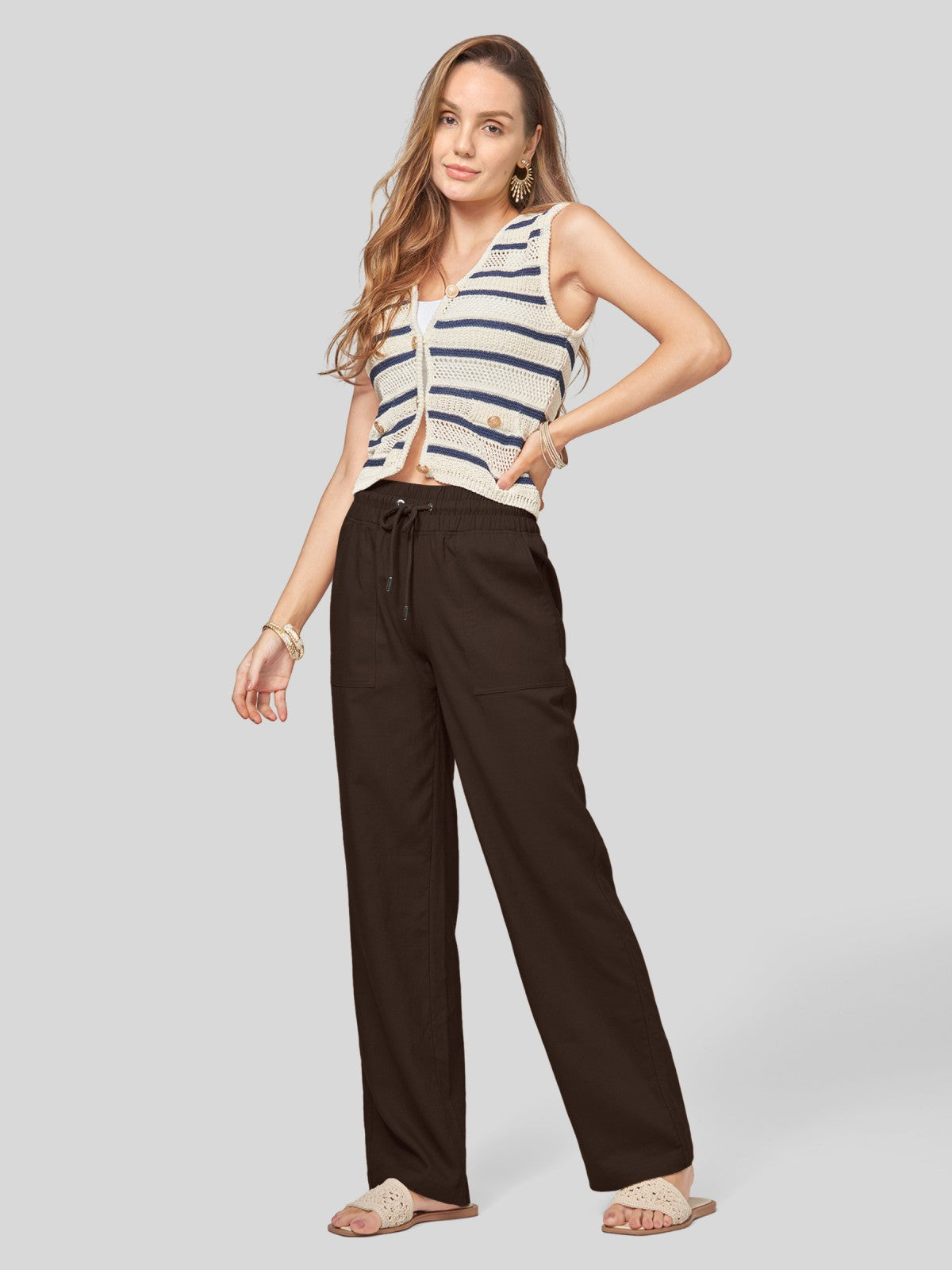 Women's Cotton Linen Easy Wide-Leg Pants