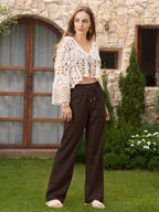 Women's Cotton Linen Easy Wide-Leg Pants