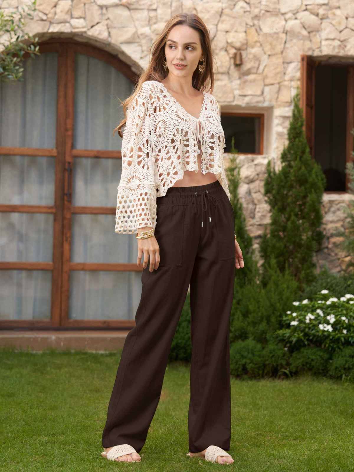 Women's Cotton Linen Easy Wide-Leg Pants