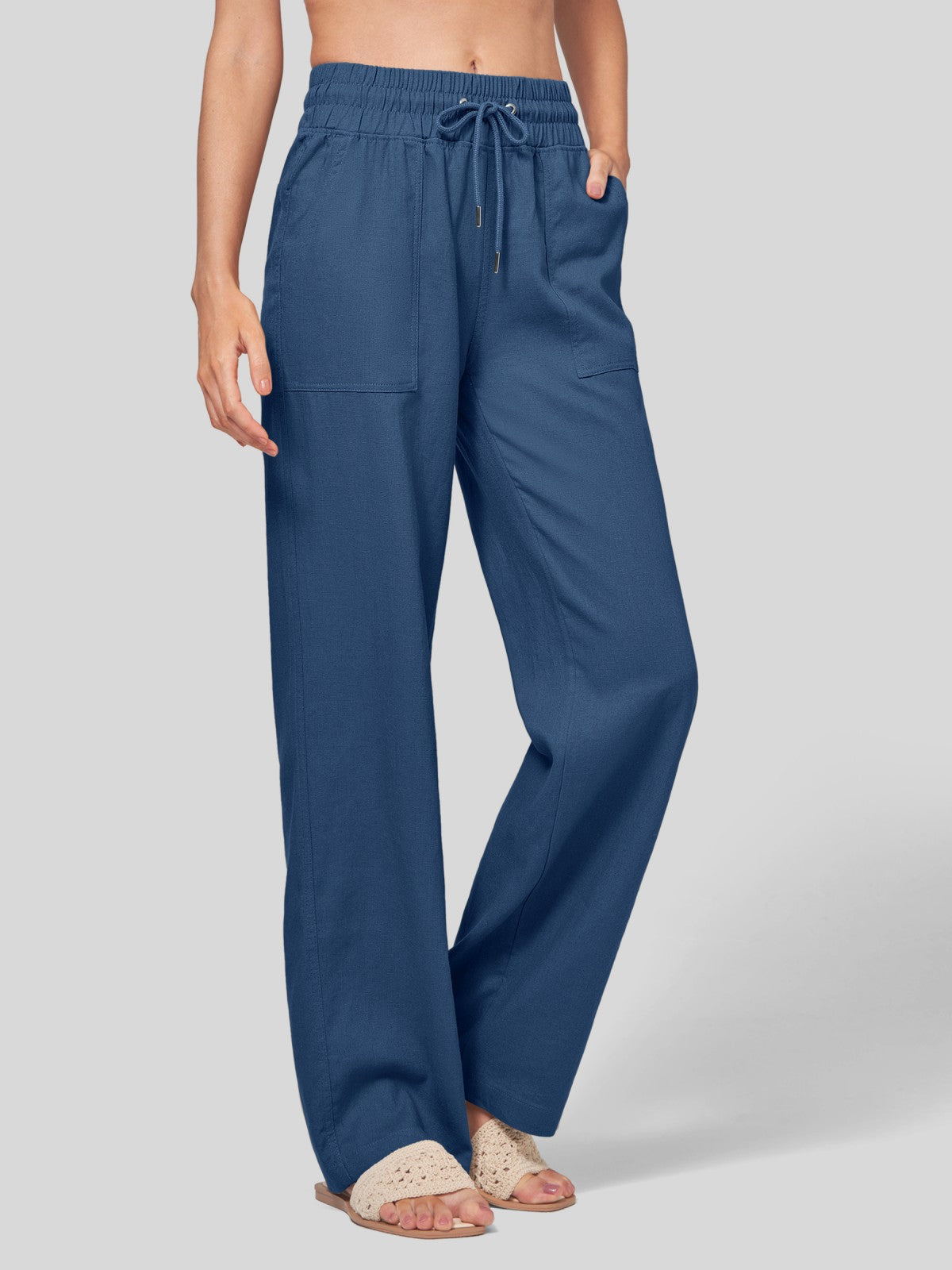 Women's Cotton Linen Easy Wide-Leg Pants