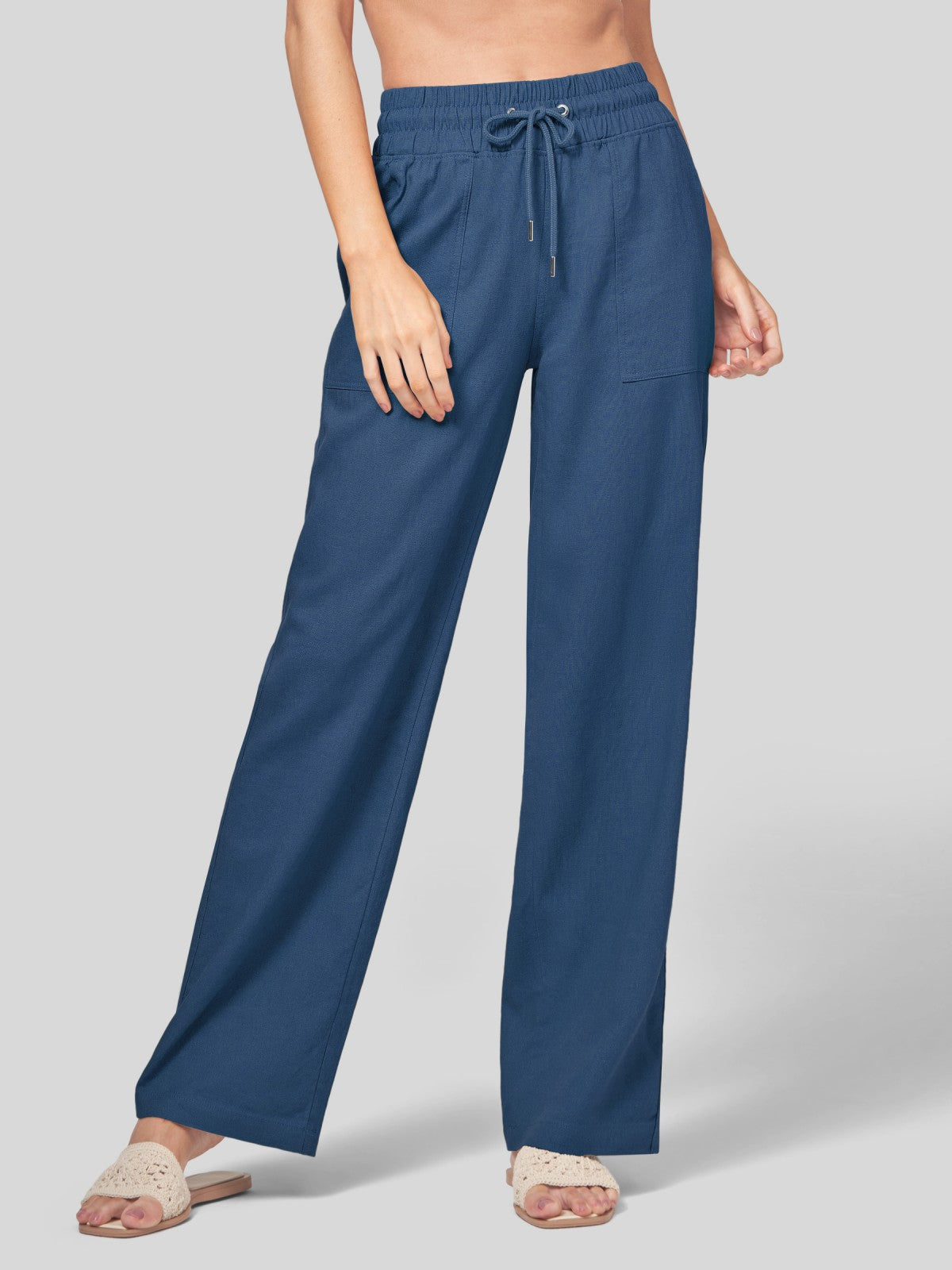 Women's Cotton Linen Easy Wide-Leg Pants