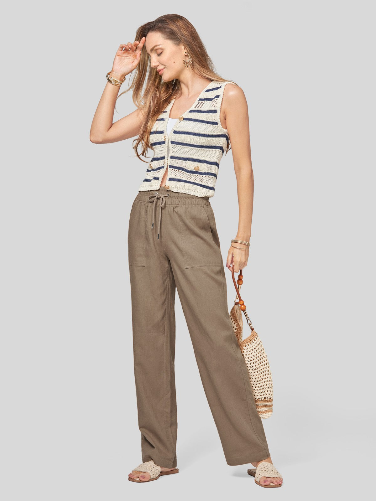 Women's Cotton Linen Easy Wide-Leg Pants