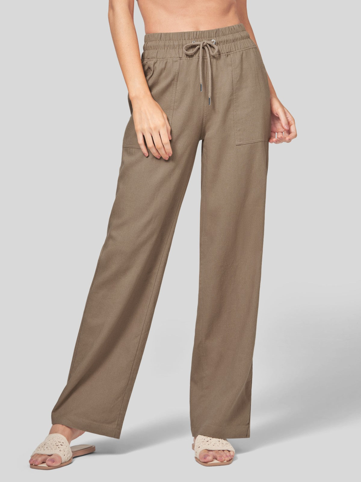 Women's Cotton Linen Easy Wide-Leg Pants
