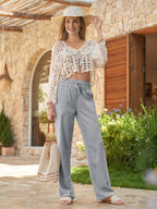 Women's Cotton Linen Easy Wide-Leg Pants