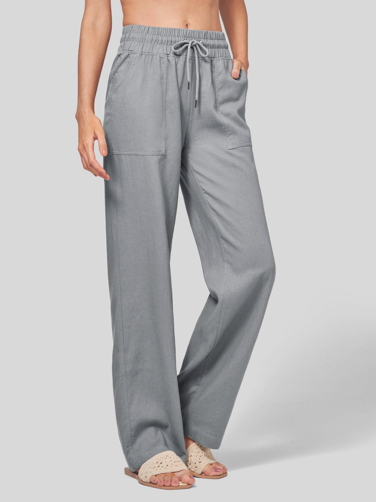 Women's Cotton Linen Easy Wide-Leg Pants
