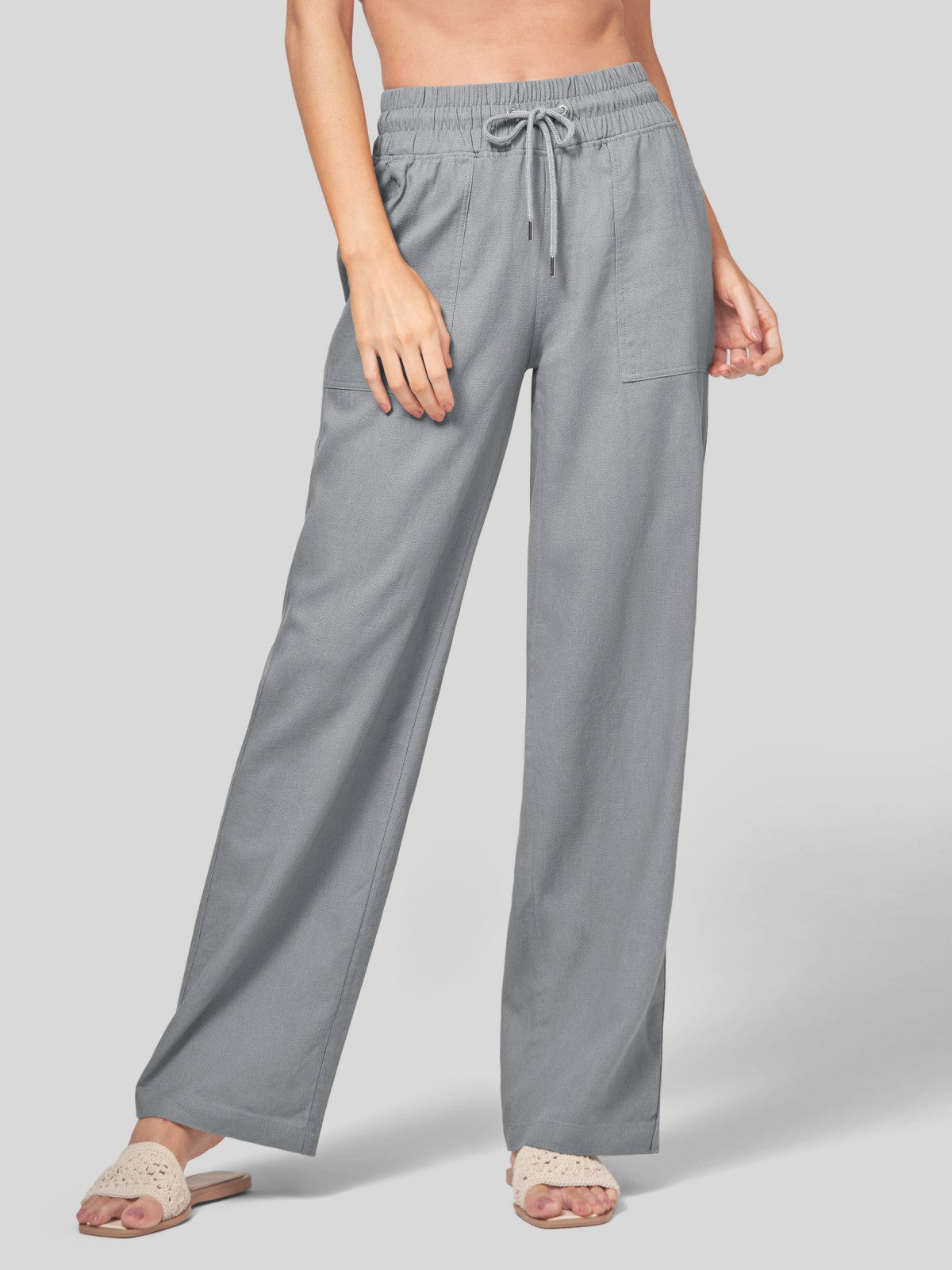 Women's Cotton Linen Easy Wide-Leg Pants