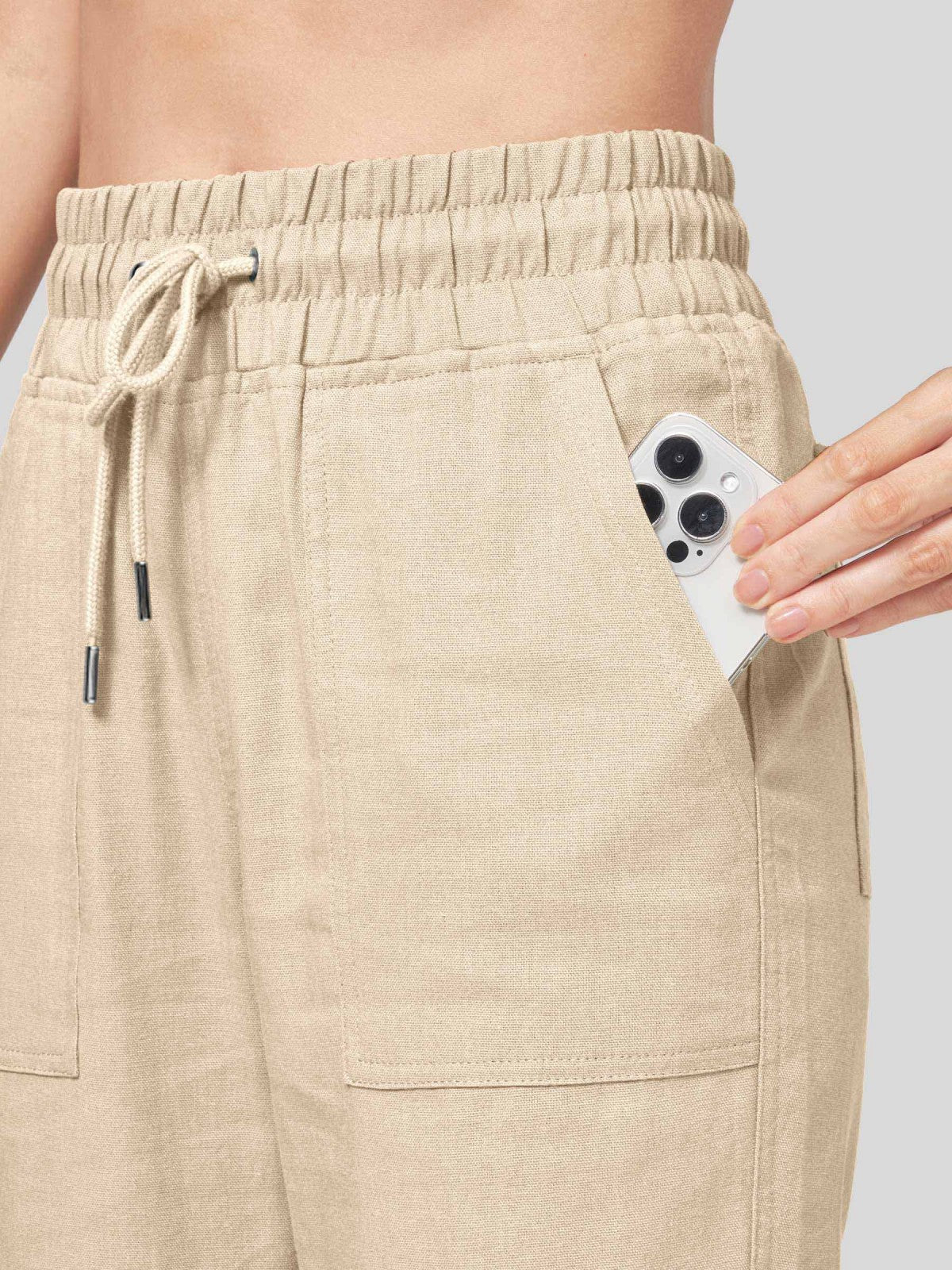Women's Cotton Linen Easy Wide-Leg Pants