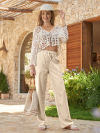 Women's Cotton Linen Easy Wide-Leg Pants