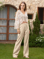 Women's Cotton Linen Easy Wide-Leg Pants