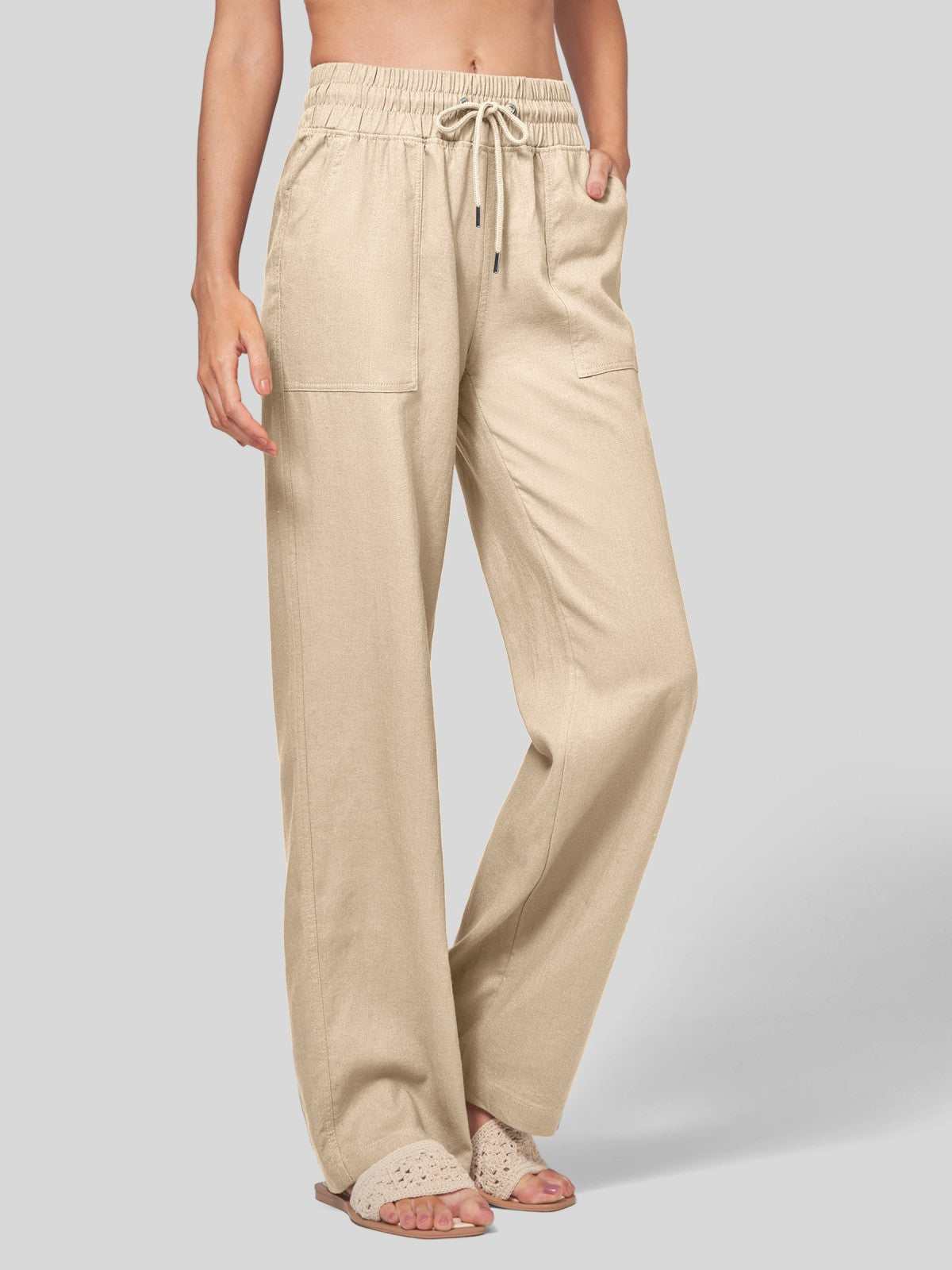 Women's Cotton Linen Easy Wide-Leg Pants