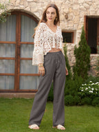 Women's Cotton Linen Easy Wide-Leg Pants