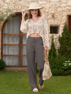 Women's Cotton Linen Easy Wide-Leg Pants