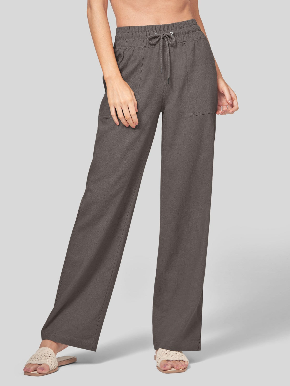 Women's Cotton Linen Easy Wide-Leg Pants