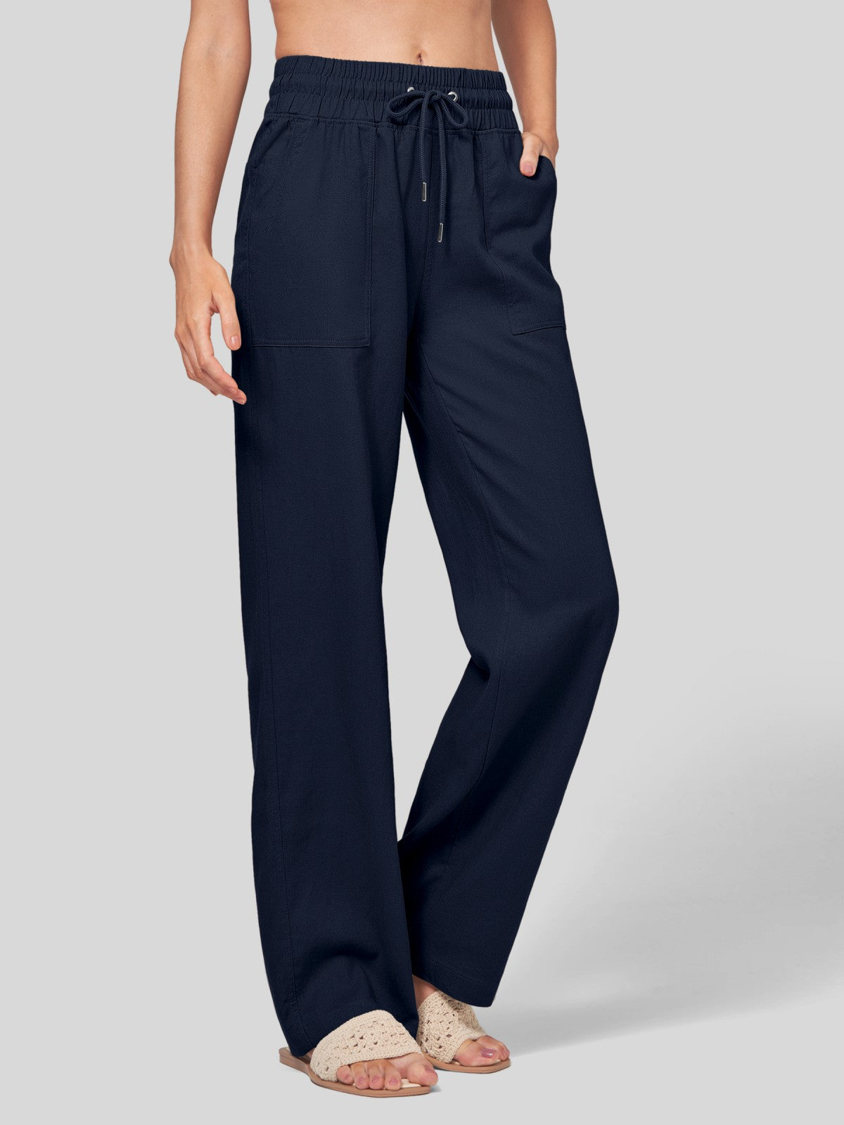 Women's Cotton Linen Easy Wide-Leg Pants