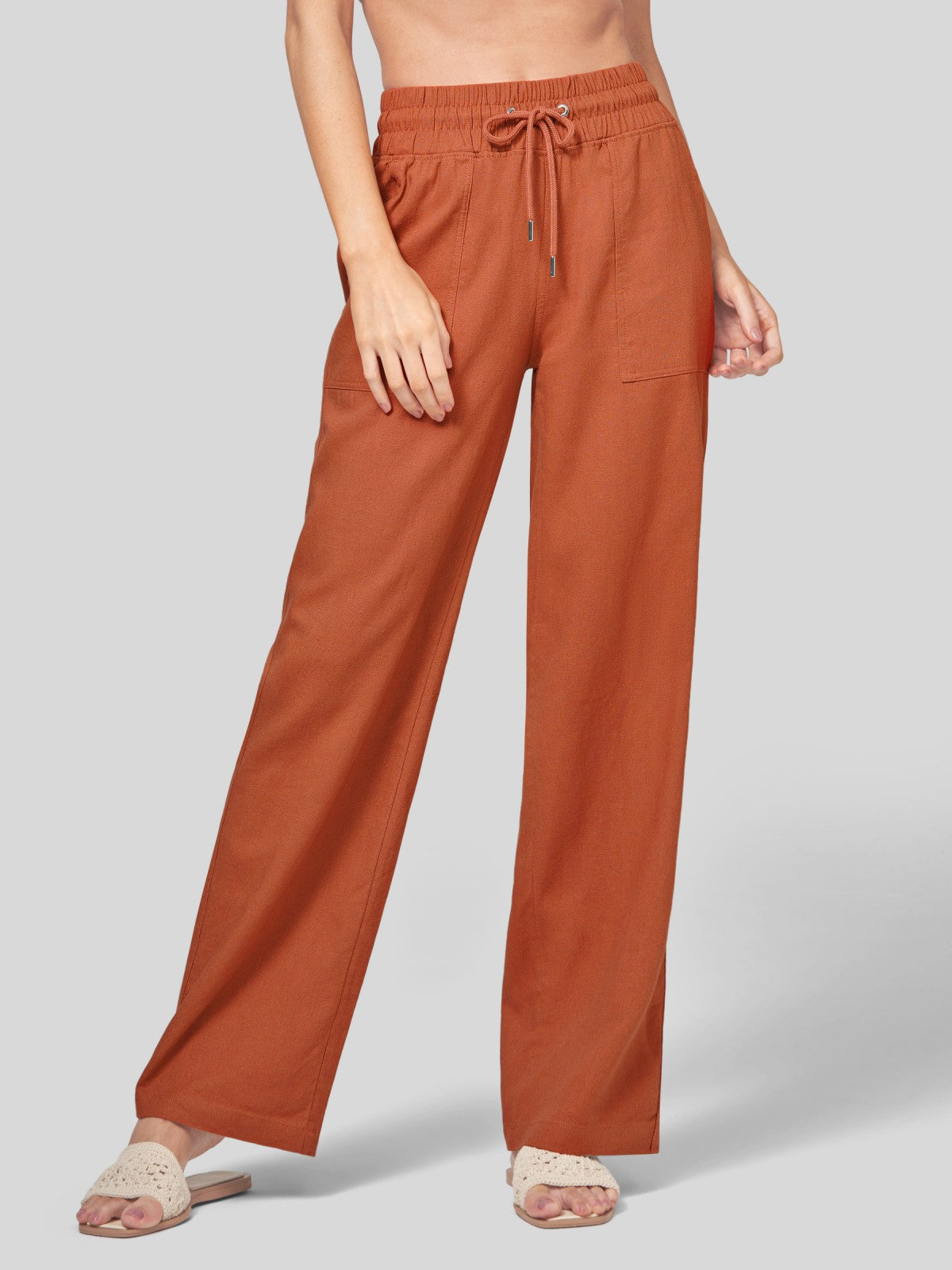 Women's Cotton Linen Easy Wide-Leg Pants