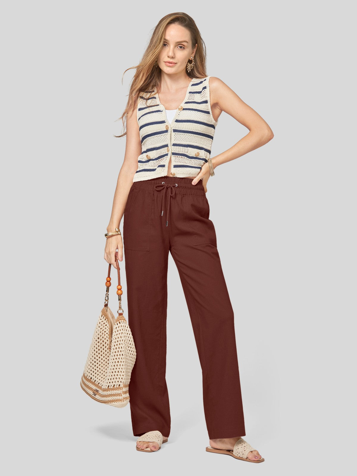 Women's Cotton Linen Easy Wide-Leg Pants
