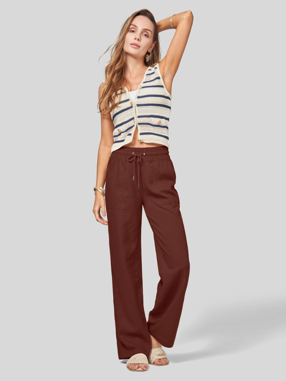 Women's Cotton Linen Easy Wide-Leg Pants
