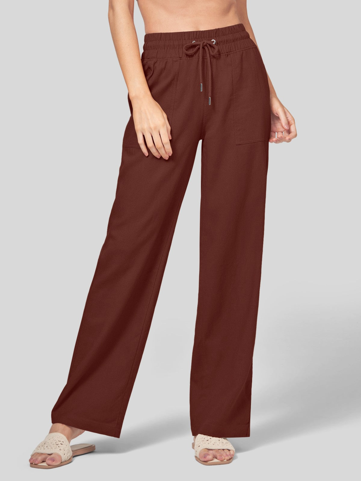 Women's Cotton Linen Easy Wide-Leg Pants