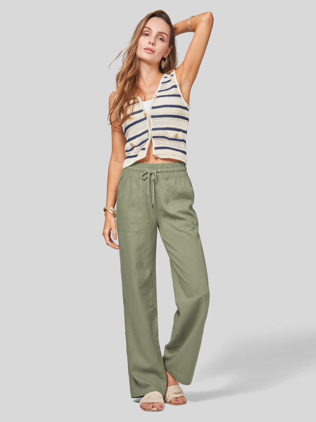 Women's Cotton Linen Easy Wide-Leg Pants