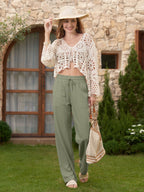 Women's Cotton Linen Easy Wide-Leg Pants
