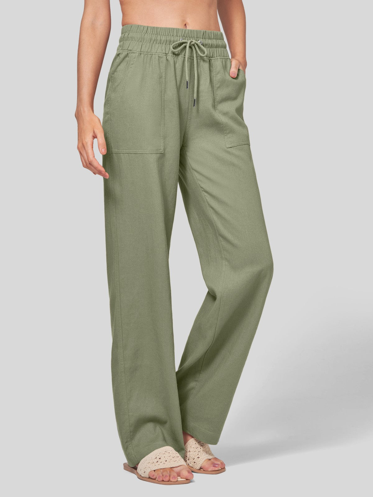 Women's Cotton Linen Easy Wide-Leg Pants