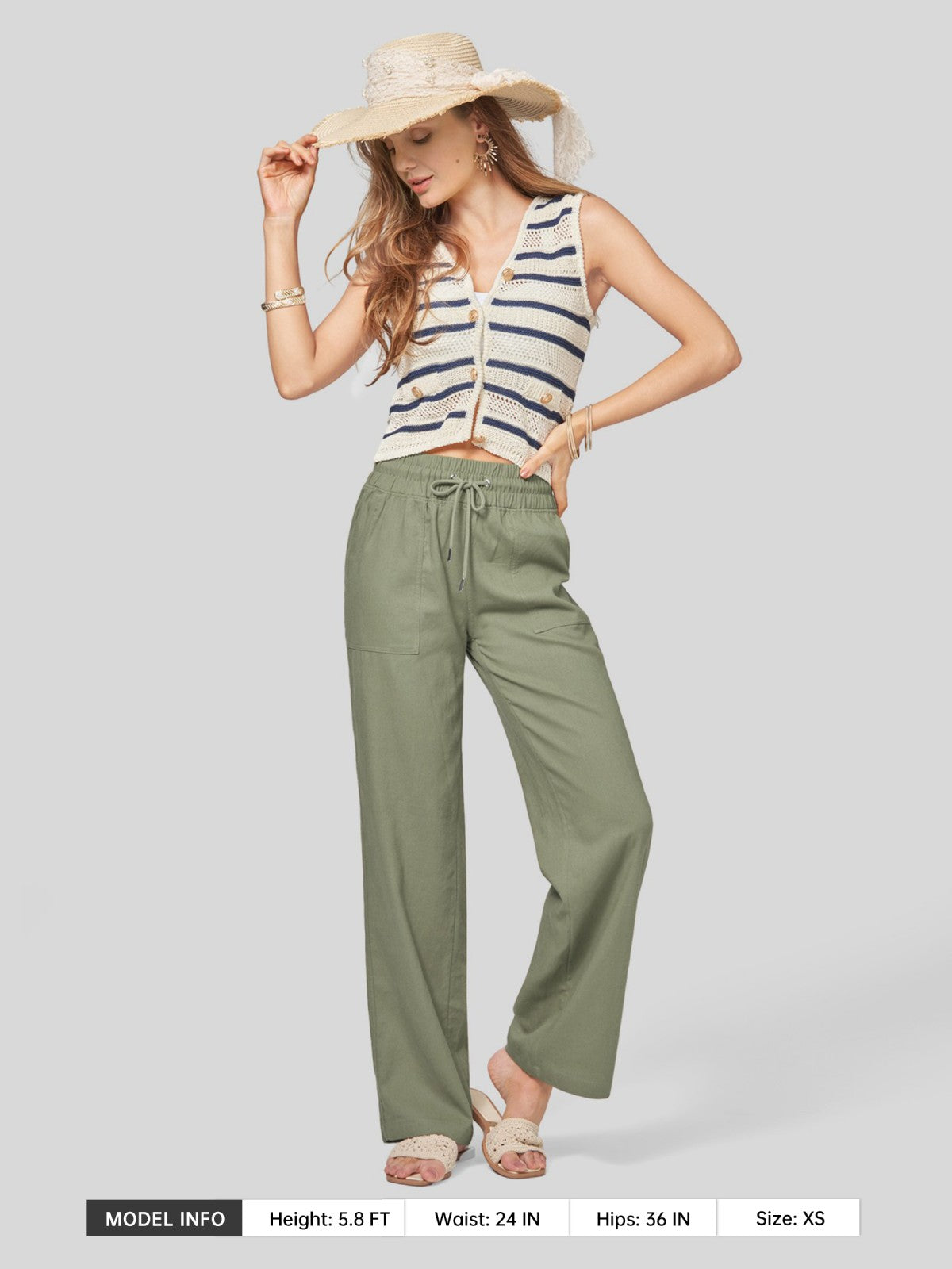 Women's Cotton Linen Easy Wide-Leg Pants