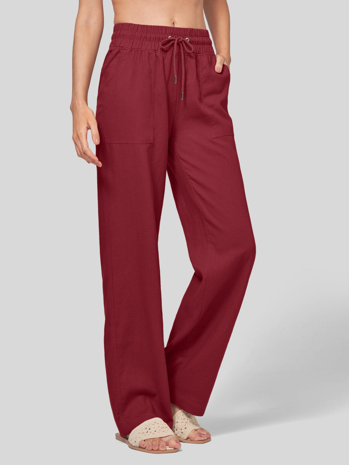 Women's Cotton Linen Easy Wide-Leg Pants