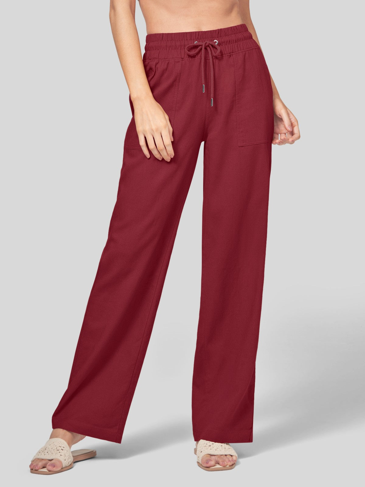 Women's Cotton Linen Easy Wide-Leg Pants