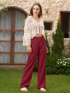 Women's Cotton Linen Easy Wide-Leg Pants