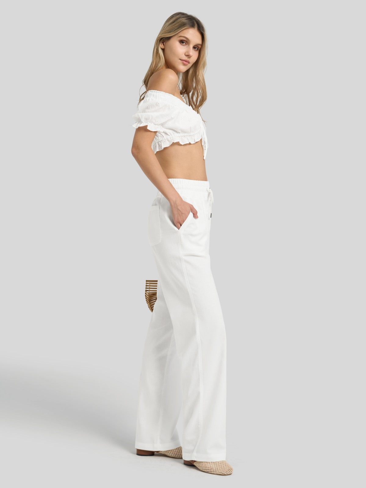 Women's Cotton Linen Easy Wide-Leg Pants