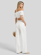 Women's Cotton Linen Easy Wide-Leg Pants