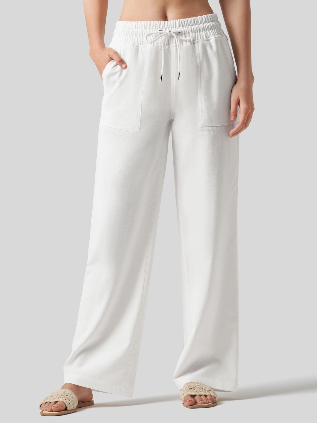 Women's Cotton Linen Easy Wide-Leg Pants