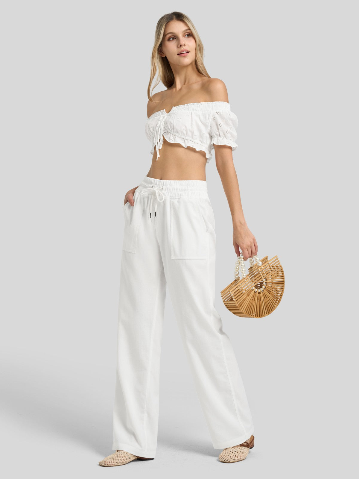 Women's Cotton Linen Easy Wide-Leg Pants